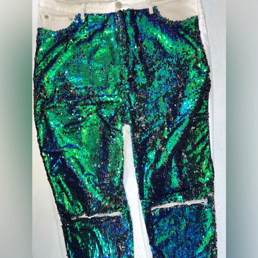 Plus Size Sequin Jeans